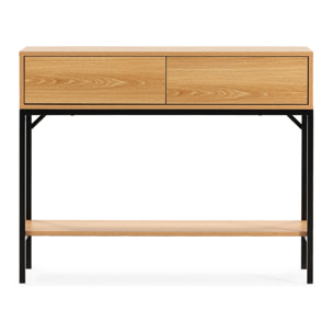 Mesa consola Auri 2 cajones efecto Roble