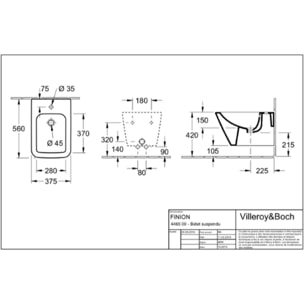 Bidet suspendu Fanion avec Bati support Grohe