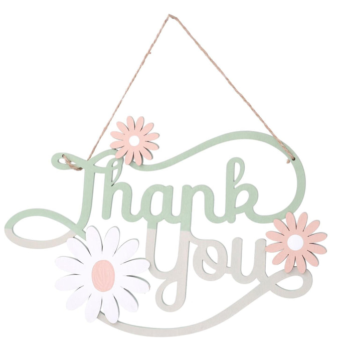 Targhetta in legno con fiori cm19x29,5x0,7