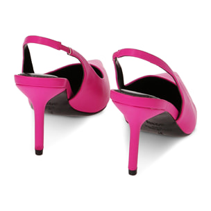 Slingback fuxia, tacòn 8,4 cm