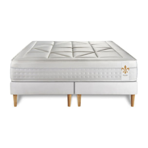 Ensemble Matelas Vingt-Huit - 28cm - Ressorts ensachés et mémoire de forme - Soutien point par point - Sommier Tapissier Blanc