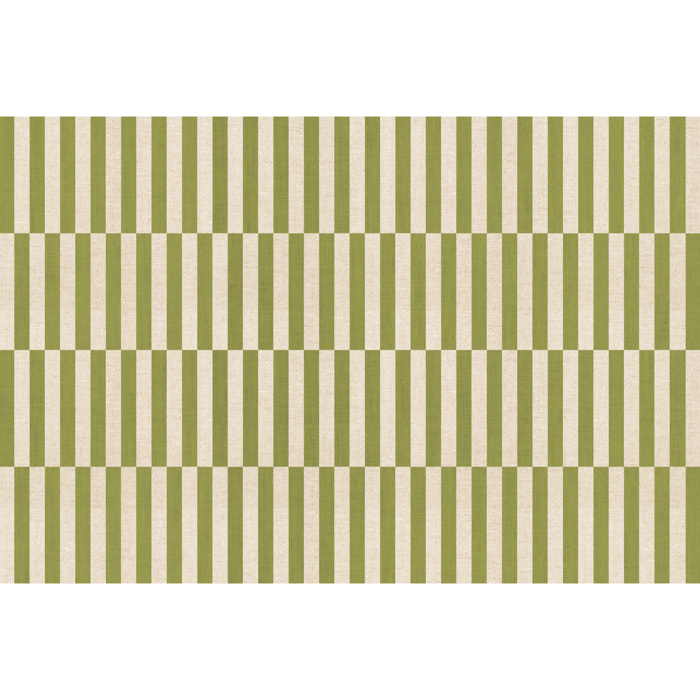 Alfombra de vinilo Dynamic Verde Oliva 133x200 cm -PVC antideslizante, vinilica para cocina o salón, lavable, estilo abstracto