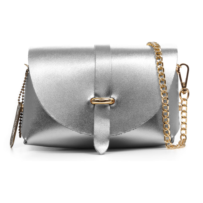 Aurora Bolso bandolera Mujer. Piel auténtica Gamuza lacado brillante.