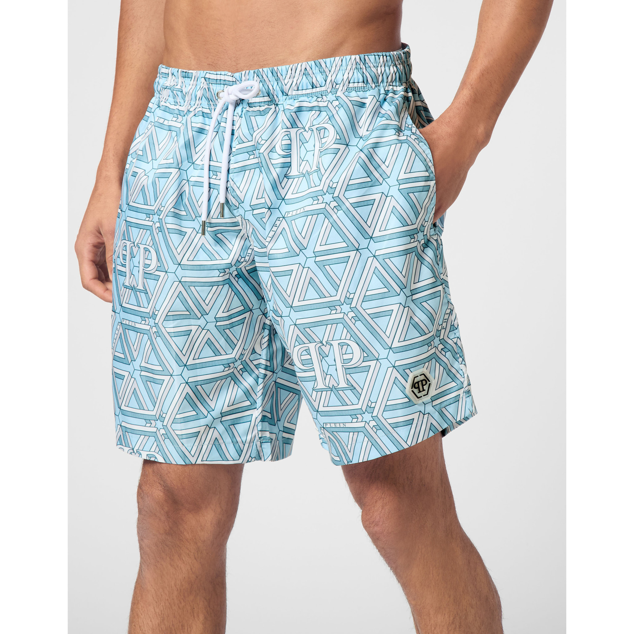 PHILIPP PLEIN Swim Trunks HEXAGON MONOGRAM