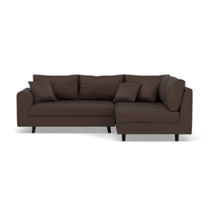 Rune - canapé d'angle droit 4 places en simili - Marron