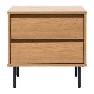 Table de chevet avec rangements 2 tiroirs finition bois clair chêne ARAGON