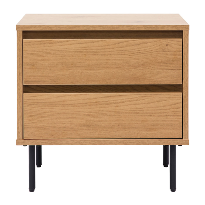 Table de chevet avec rangements 2 tiroirs finition bois clair chêne ARAGON