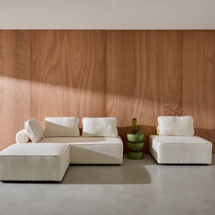 Ensemble chauffeuses pour canapé modulable 4 places bouclette crème - Bao