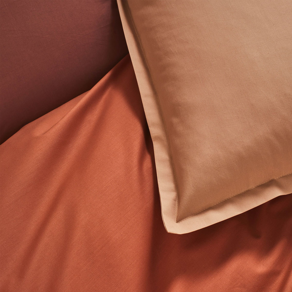 Drap housse uni en percale de coton, bonnet de 40cm, PREMIÈRE, Orange