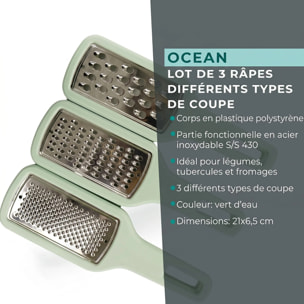 Lot de 3 râpes à légume manuel Fackelmann OCEAN