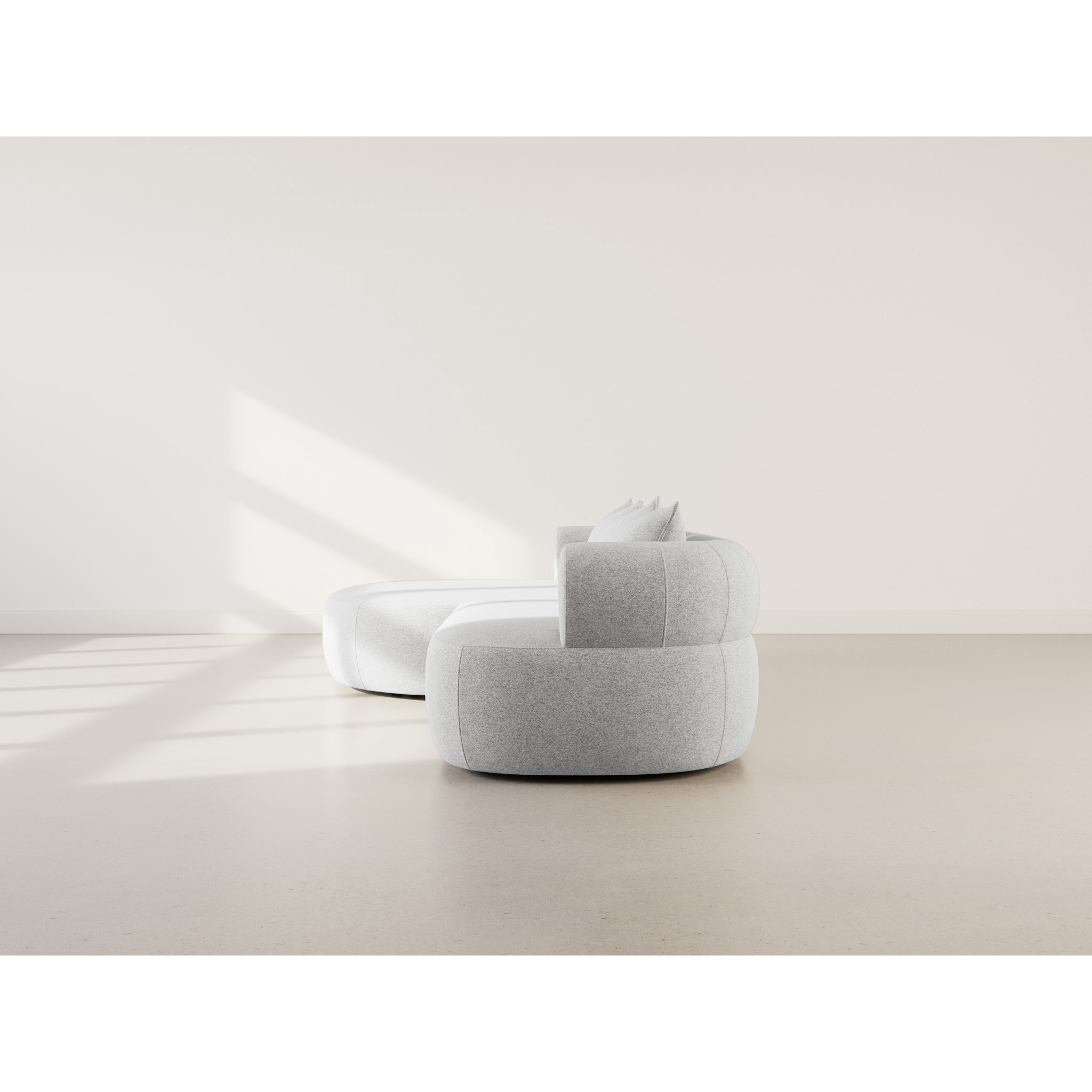 Angela - canapé d'angle gauche 4 places en velours texturé - Gris clair