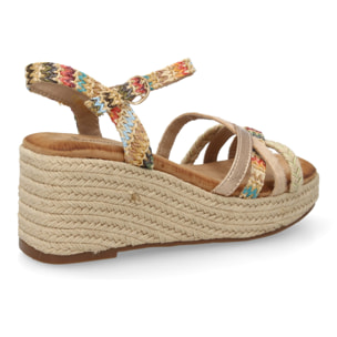 Sandalia de cuña para mujer, diseño de tiras cruzadas