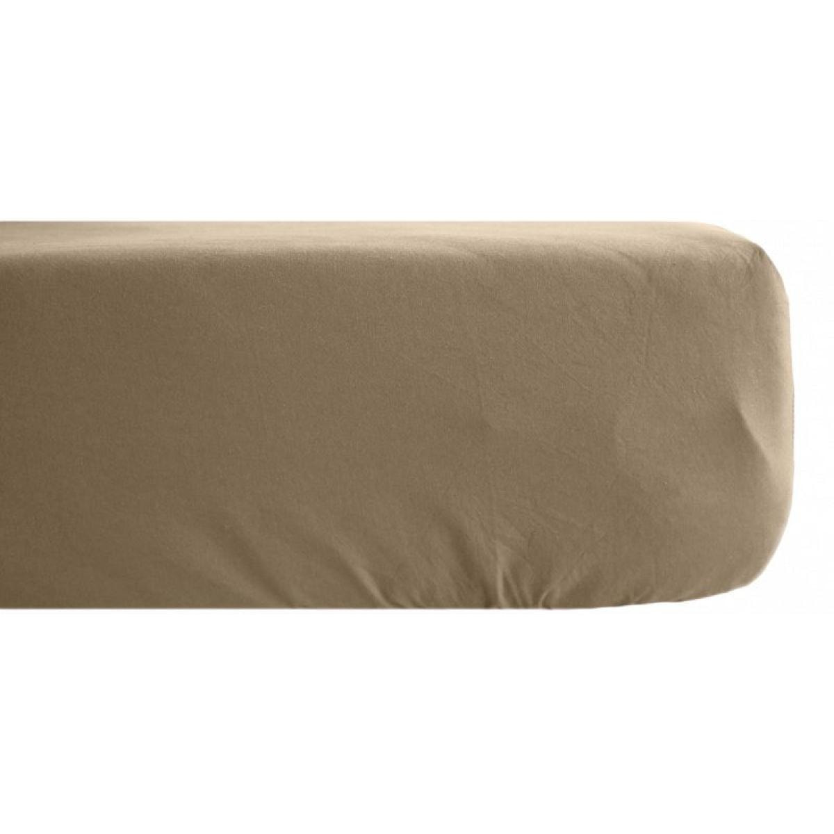 Drap housse Palace pur coton teint lavé 63 fils/cm² Vent du sud - Palace Camel