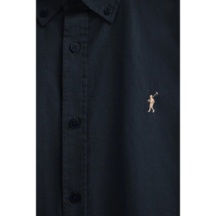 Camisa azul marino de poplin y corte regular con logo Rigby Go