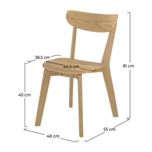 Lot de 2 chaises en bois clair - Tabata