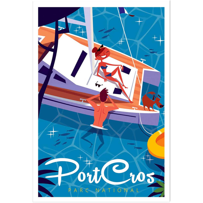 Poster de baignade à port cros Affiche seule