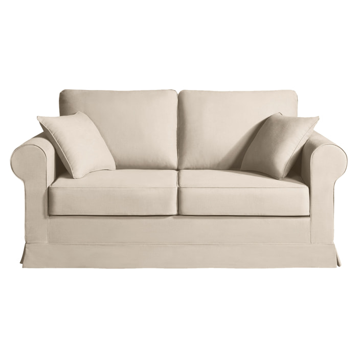 Canapé 2 pl COLME 170 cm fixe tissu Tradition Beige - 100% déhoussable - Fabriqué en France