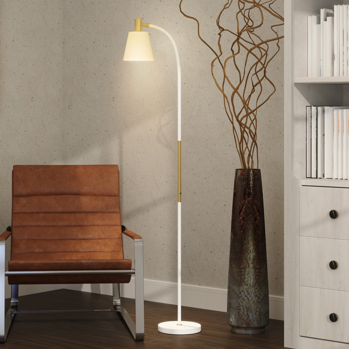 Lampadaire design néo-rétro hauteur réglable H.127-160 cm métal plastique blanc doré