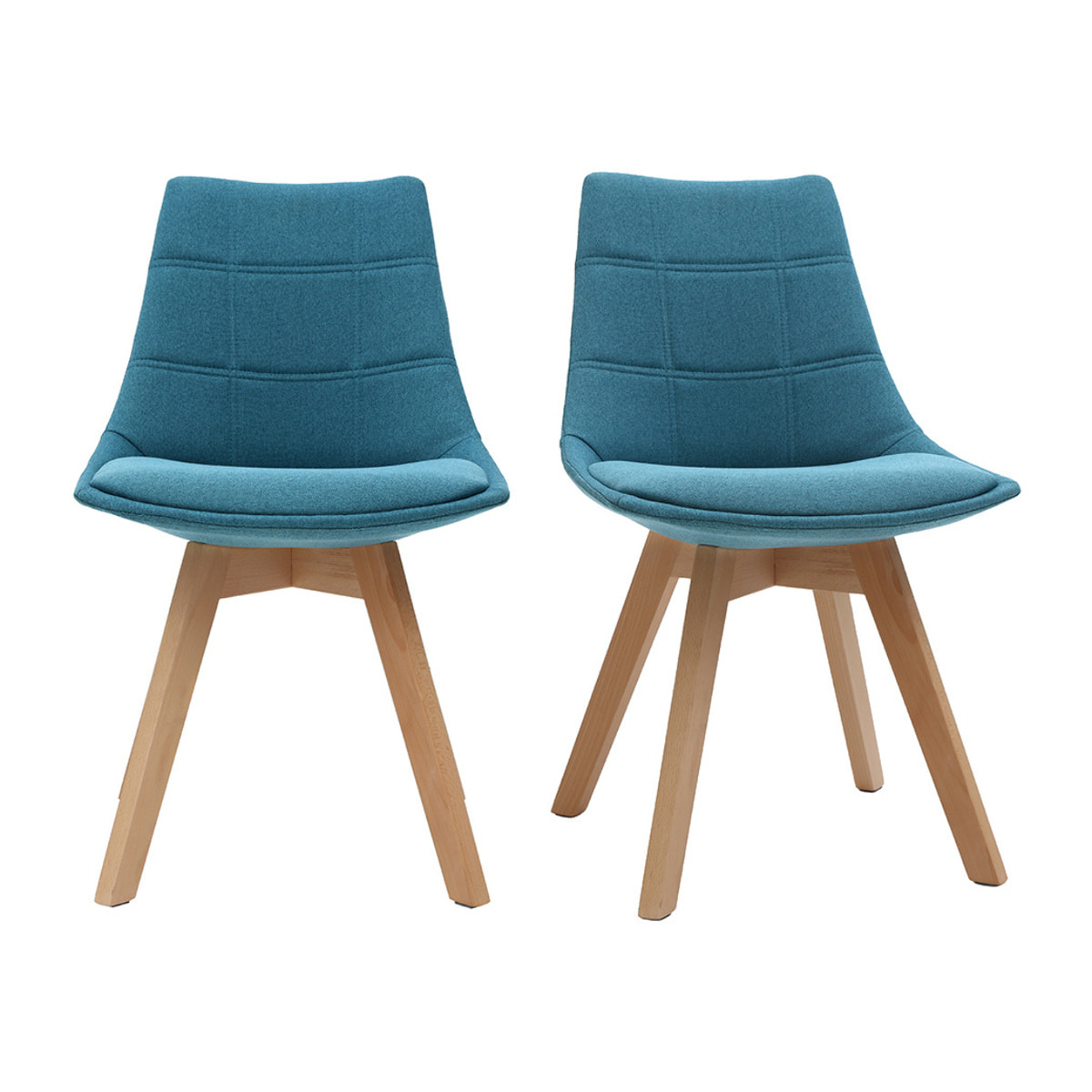Chaises scandinaves en tissu bleu canard et bois clair (lot de 2) MATILDE