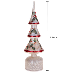 Albero con agrifoglio e led+mov - Pezzi 2 - BIANCO - Bianchi Dino SpA