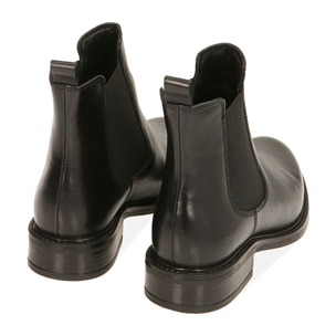 Chelsea boots negras en piel, tacón 3,5 cm