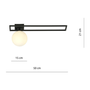 Lampada da soffitto Imago in metallo nero e vetro opale