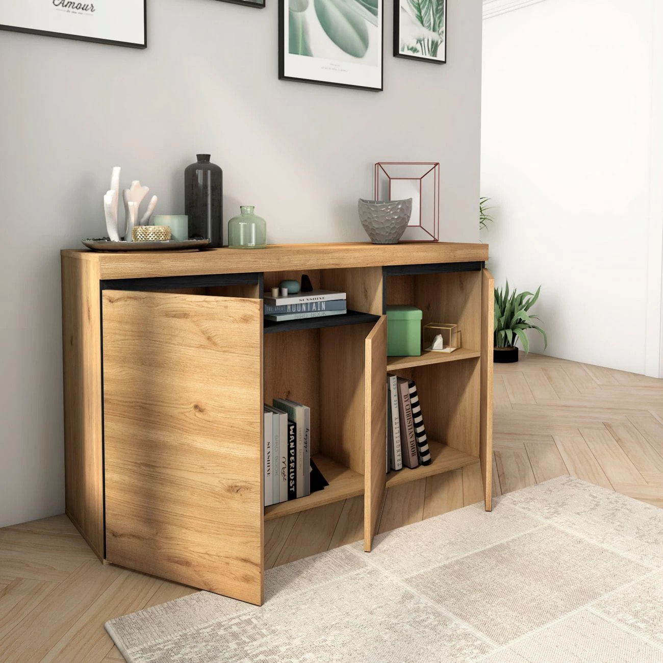 Aparador Ebos 140 Roble Nude - Ceniza