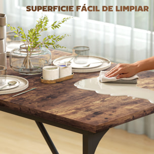 Mesa de Comedor Rectangular para 6-8 Personas, Mesa de Cocina Industrial con Tablero Grueso y Patas de Metal, 180x80x75,5 cm, Marrón Rústico