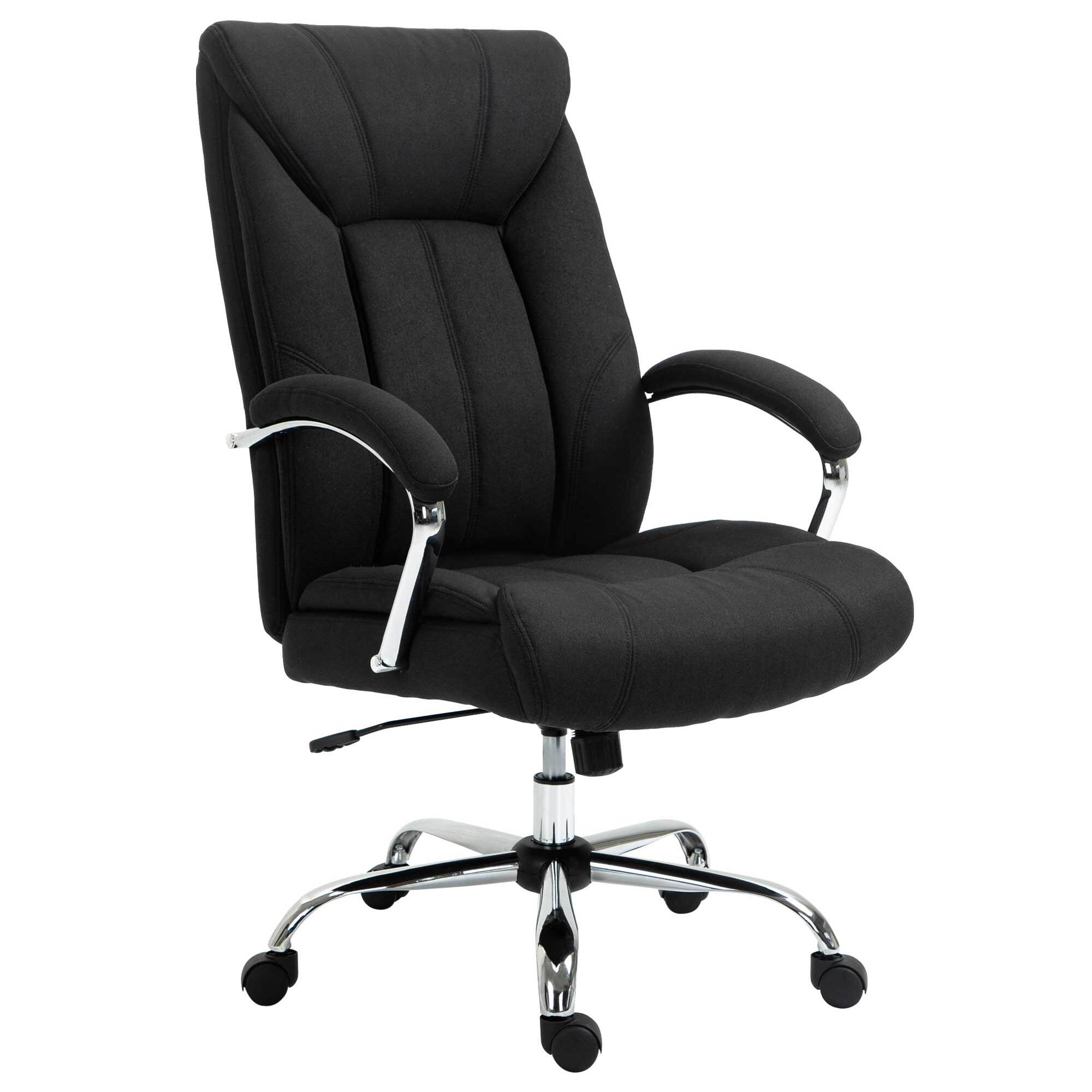 Fauteuil de bureau manager - chaise de bureau grand confort réglable pivotante - acier chromé tissu noir