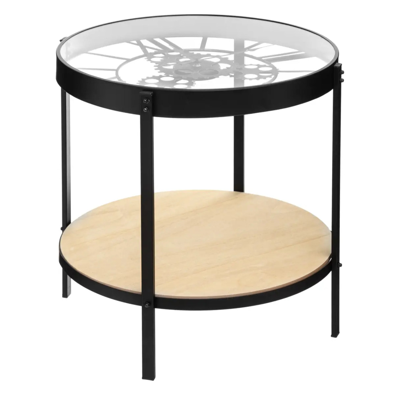 Table d'appoint horloge noir D51cm