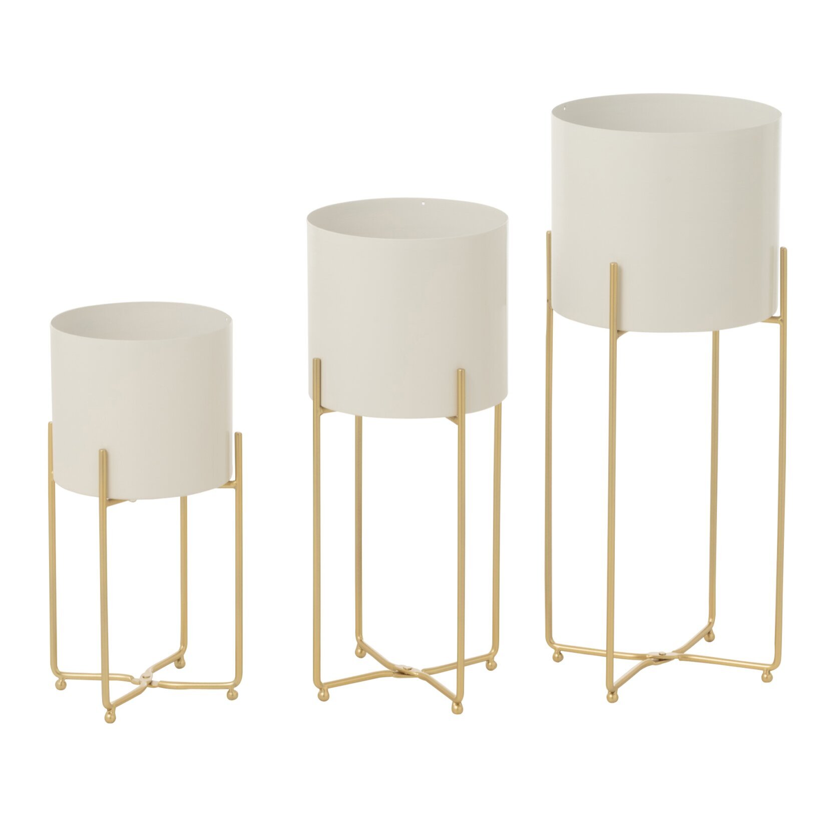 J-Line cache-pot Rond - acier - or/blanc - set de 3