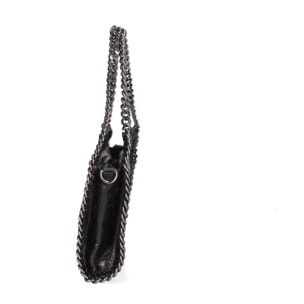 Borsa a mano da donna Made in Italy - Modello Zefira Chic - Pelle scamosciata stampata - 23.0 x 20.0 x 7.0 cm