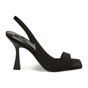 Sandalias negras con tacón en lycra