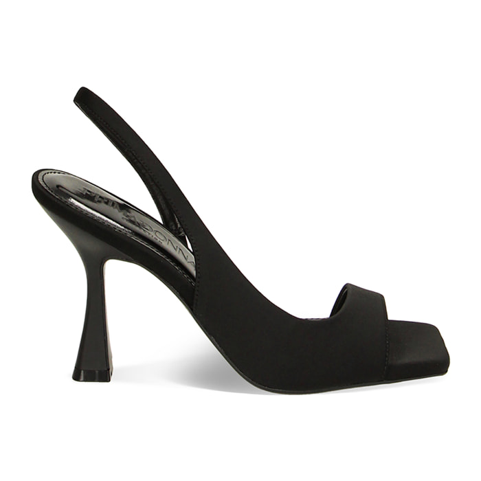 Sandalias negras con tacón en lycra