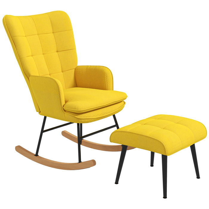 Silla Mecedora con Reposapiés Mecedora para Lactancia con Cojín Acolchado y Reposabrazos Carga 130 kg Mecedora para Salón Dormitorio