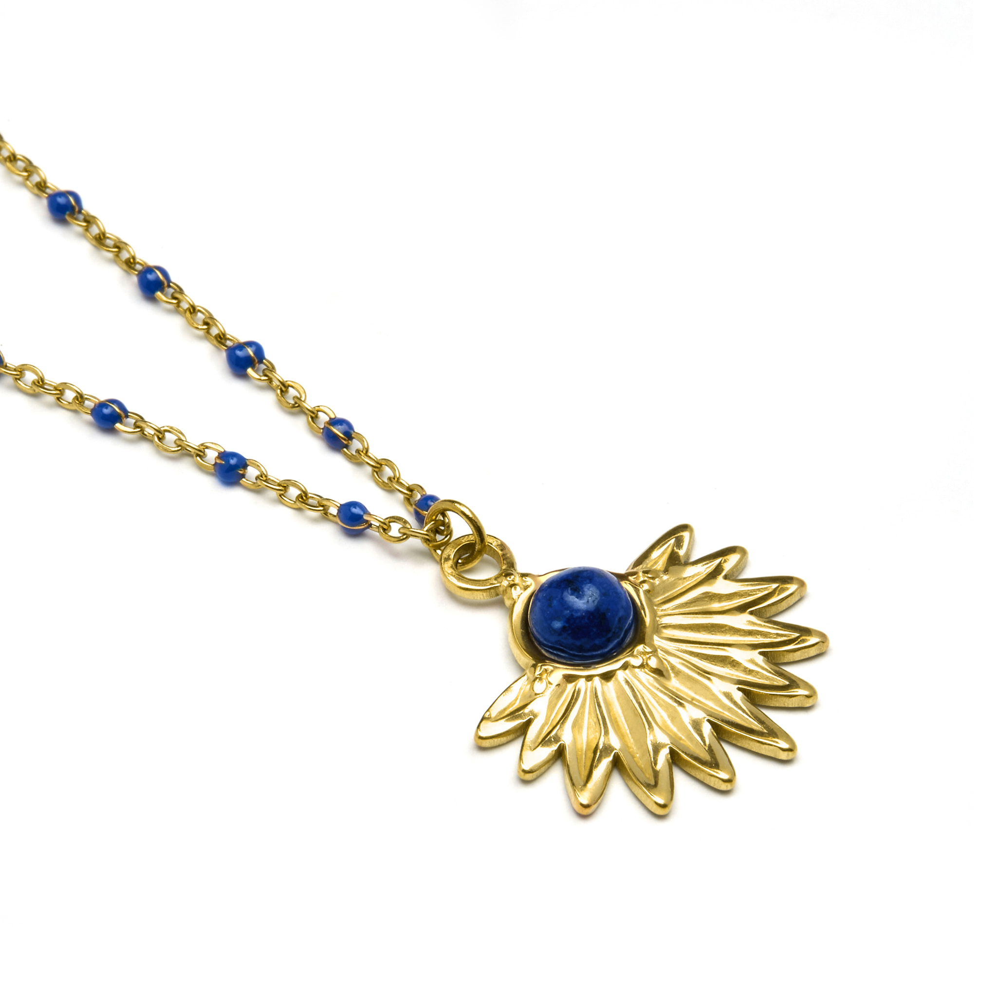 Collar de Lapislazuli Natural acabado en oro amarillo de 18K- Viwing