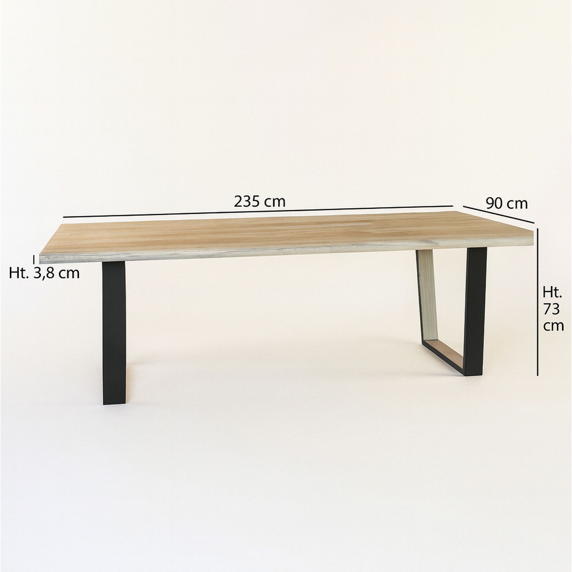 Table en bois d'acacia et pieds en métal noir 235cm HERA