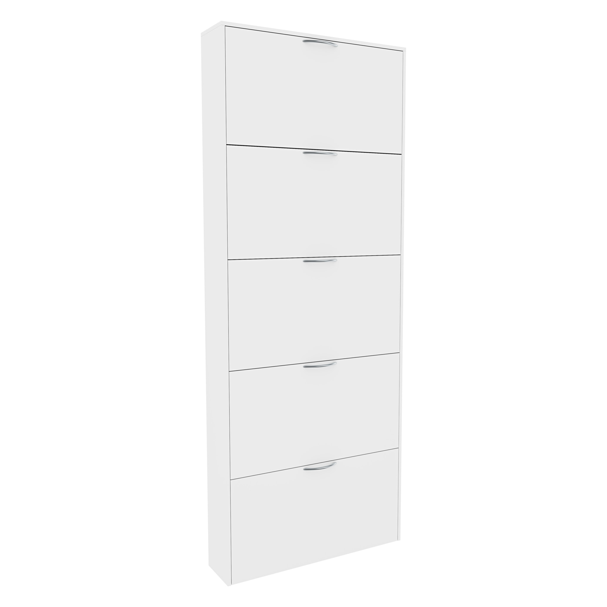 Scarpiera Portascarpe 5 Ante In Legno Da Ingresso Salvaspazio A Ribalta Soggiorno Camera Ufficio Design Ultra Slim Moderno 180 x 70 x 16 Cm Bianco