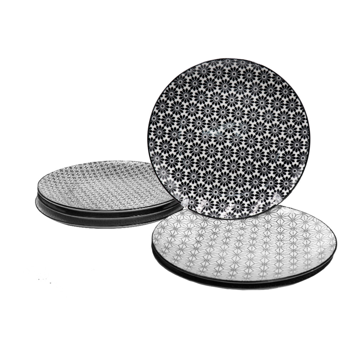 Lot de 6 grandes assiettes, design 2, KOMAE