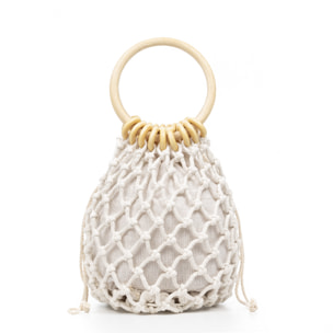 Zignago borsa a mano in cotone e manici in legno.