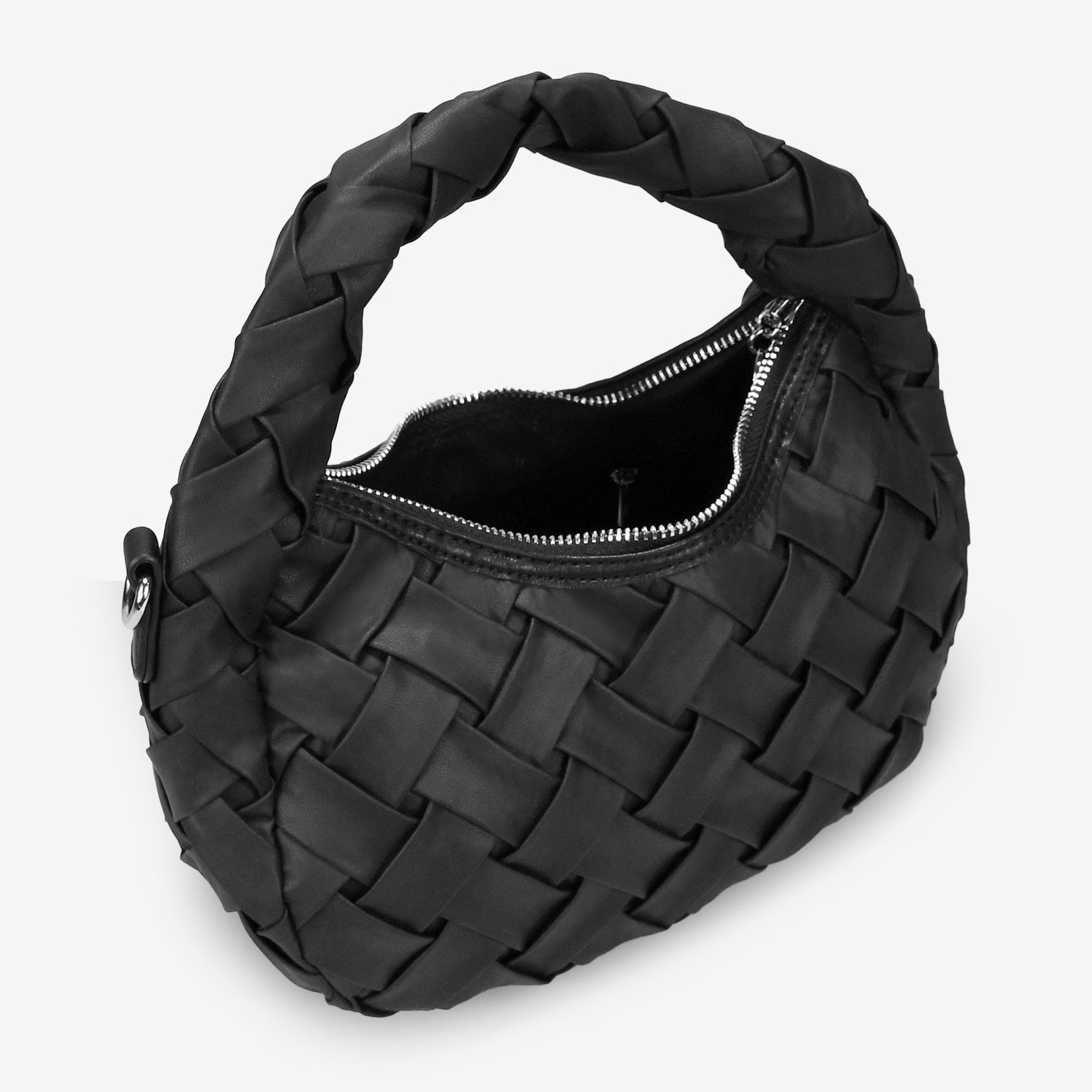 Bolso pequeño negro con trenzado y cremallera