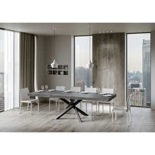 Table extensible 90x160/264 cm Volantis Premium Gris Béton cadre Anthracite