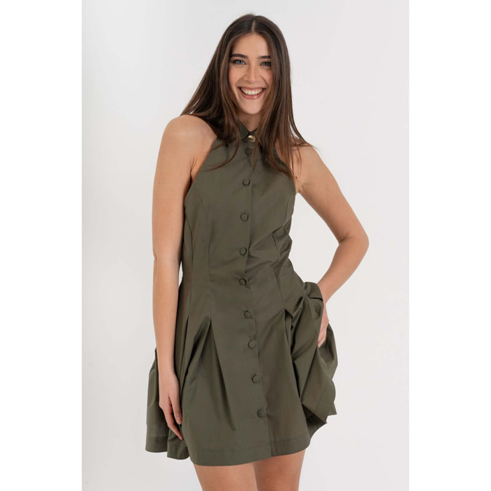 Kocca - Abito da donna in cotone con scollo all'americana e bottoni Donna