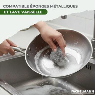 2 poêles 24 cm et 26 cm inox 18/10 Triply et couvercle Fackelmann Vita3
