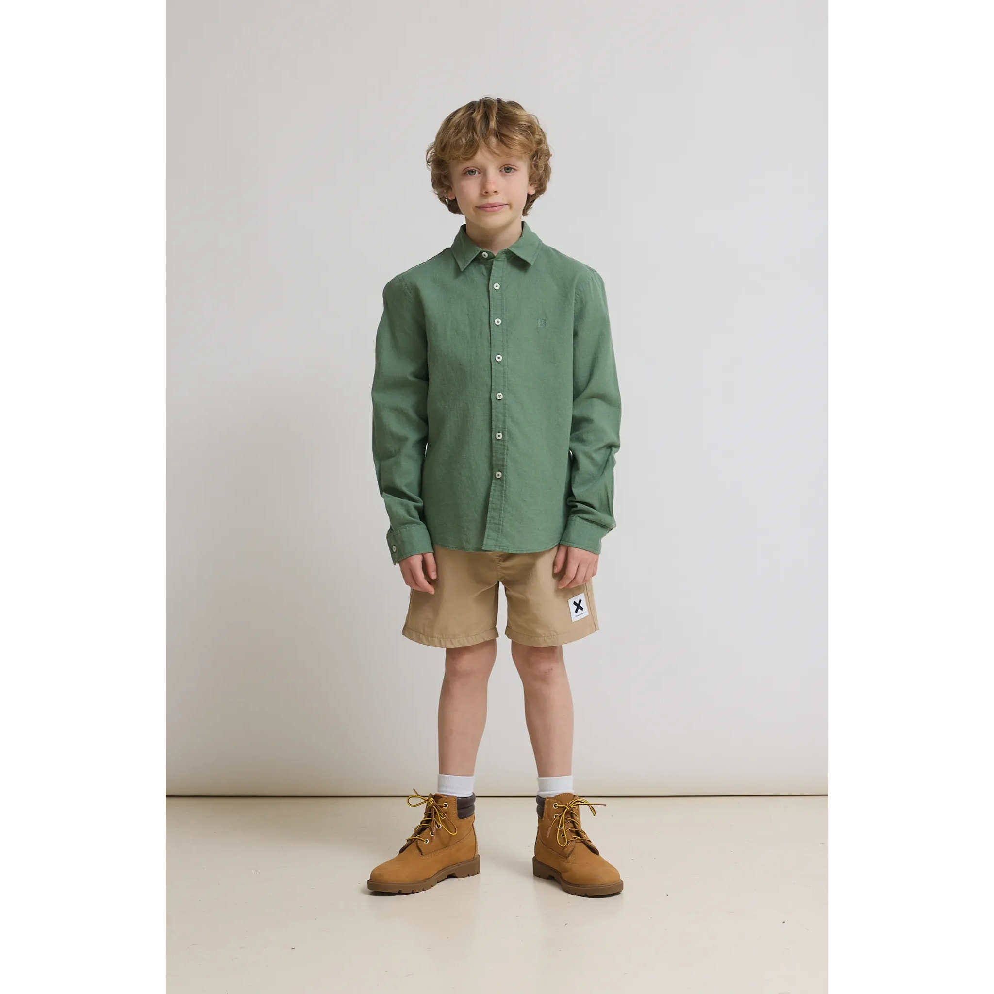 CAMISA KIDS DE LINO PINE GREEN