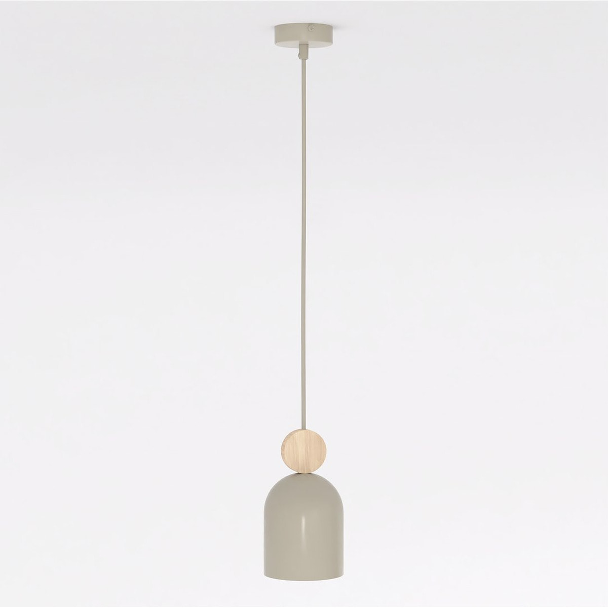 Lampada a sospensione MESI in acciaio e legno beige
