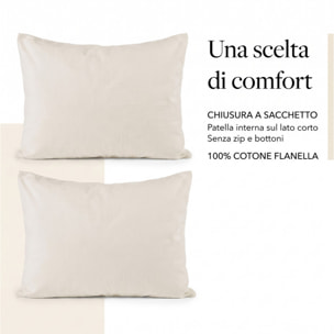 Coppia di federe in flanella 100% cotone - Crema