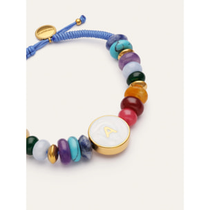 Pulsera Personalizada Letter Nácar Acero Baño Oro