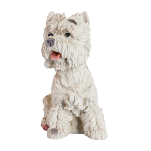 Figura Perro Westie Resina Beige 26x17x31 Cm