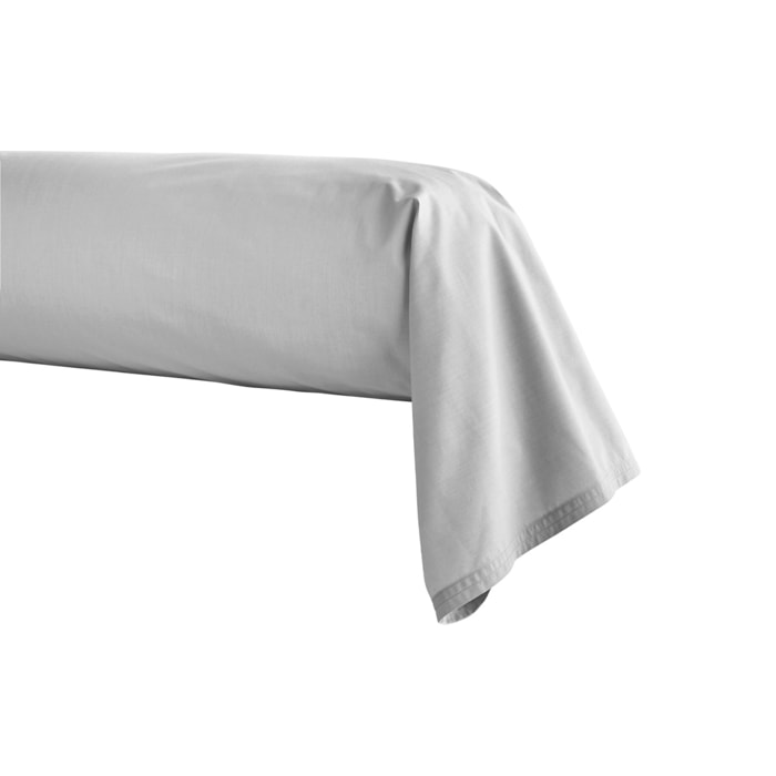 Taie de traversin unie en percale de coton, PREMIÈRE, Gris Galet